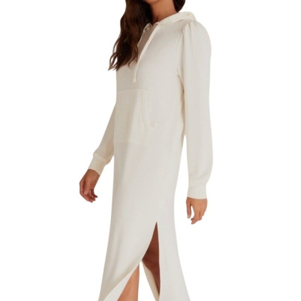 NEW Z Supply Hoodie Maxi Dress Cream Womens Small Modal Blend Long Sleeve Kaftan
